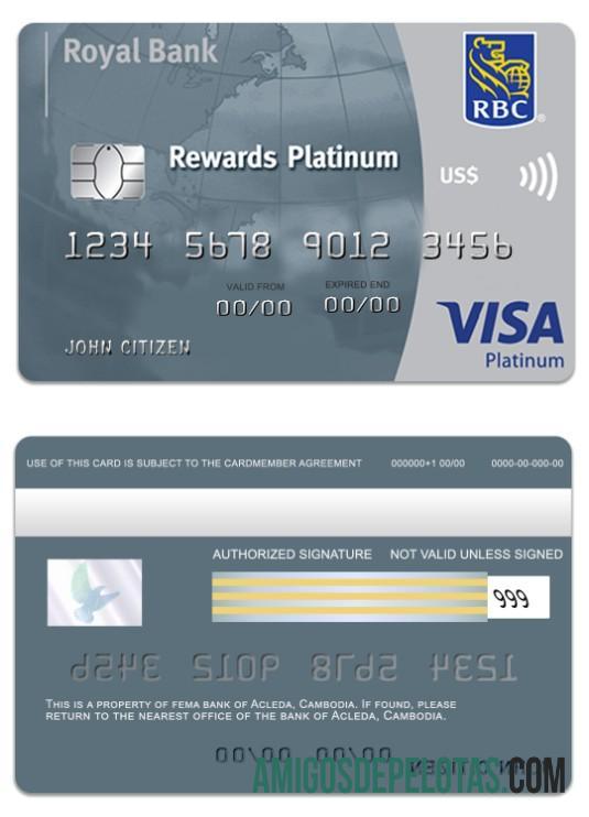 Cartão Visa Platinum de Barbados Royal Bank exemplo